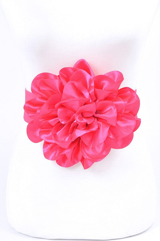 Oversize Satin Flower Elastic Belt-9 Colors