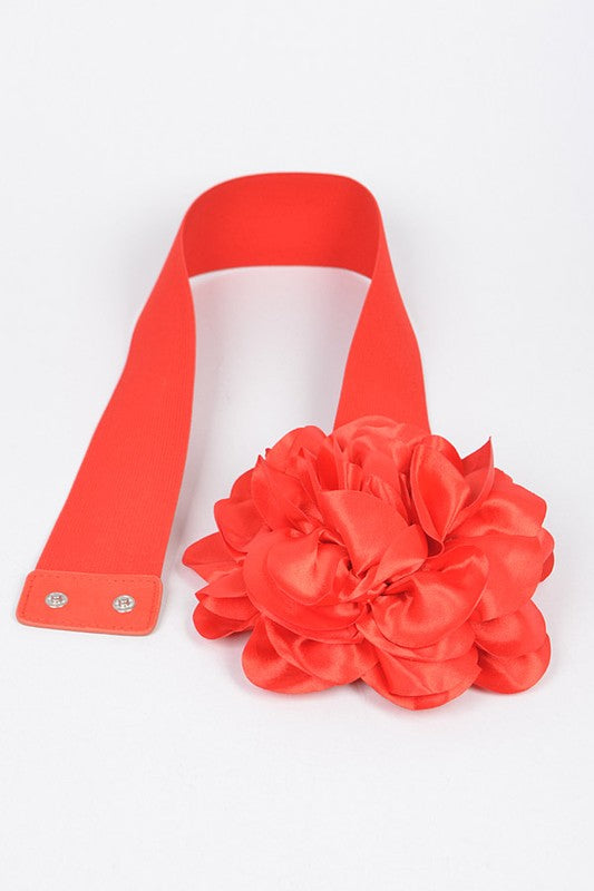 Oversize Satin Flower Elastic Belt-9 Colors