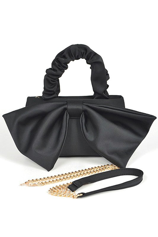 Crinkle Handle Large Bow Tie Clutch Bag-4 Colors