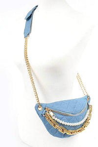 Mix Chain Layered Denim Crossbody Bag- 2 Colors