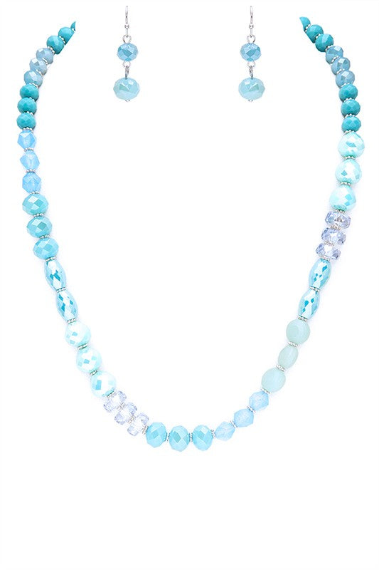 Crystal Station Collar Necklace Set- 2 Colors