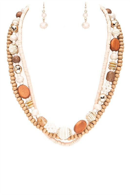 Mix Beads Layered Necklace Set-2 Colors