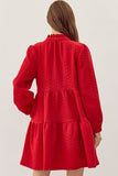 "Holiday Special" Jodifl Textured Frilled Split Tiered Dress