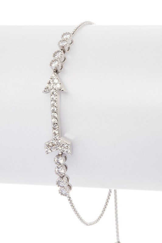 CZ Arrow Pave String Bolo Bracelet- 2 Colors