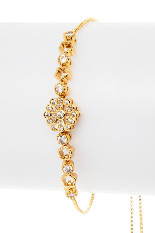 CZ Flower Dainty String Bracelet- 2 Colors