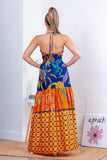 Mix Print Halter Maxi Dress (Pre-Order)