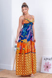 Mix Print Halter Maxi Dress (Pre-Order)