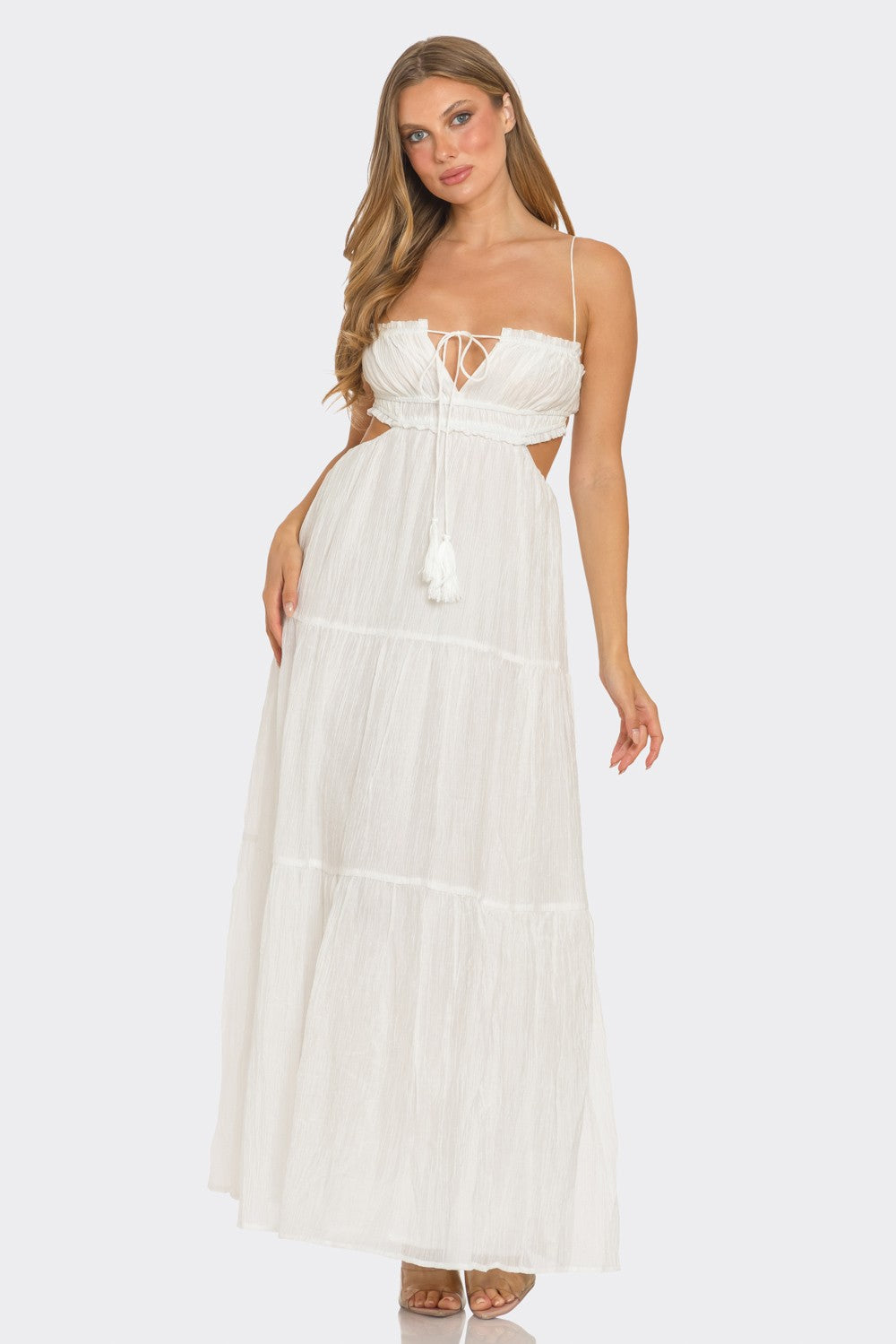 White Tiered Ruffled Maxi Dress – S&E Retail Expo White Tiered Ruffled Maxi Dress – S&E Retail Expo
