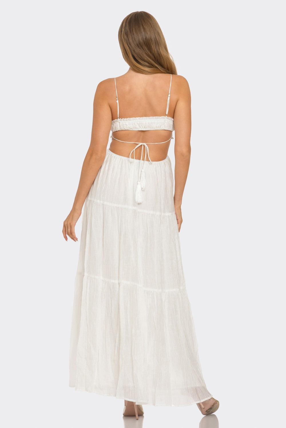White Tiered Ruffled Maxi Dress