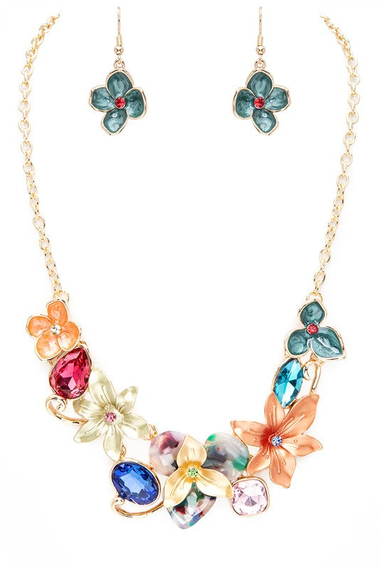 Enamel Flower Iconic Necklace Set