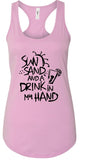 Sun Sand and a Drink in Hand Summer Graphic Tank-7 Colors