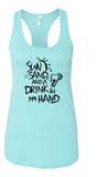 Sun Sand and a Drink in Hand Summer Graphic Tank-7 Colors