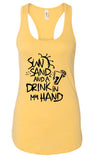 Sun Sand and a Drink in Hand Summer Graphic Tank-7 Colors