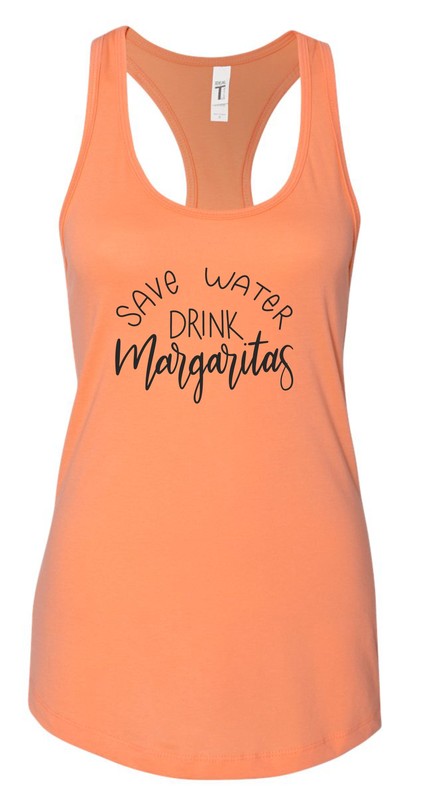 "Save Water Drink Margaritas" Summer Graphic Tank-7 Colors
