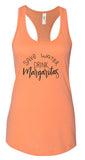 "Save Water Drink Margaritas" Summer Graphic Tank-7 Colors