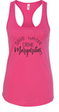 "Save Water Drink Margaritas" Summer Graphic Tank-7 Colors