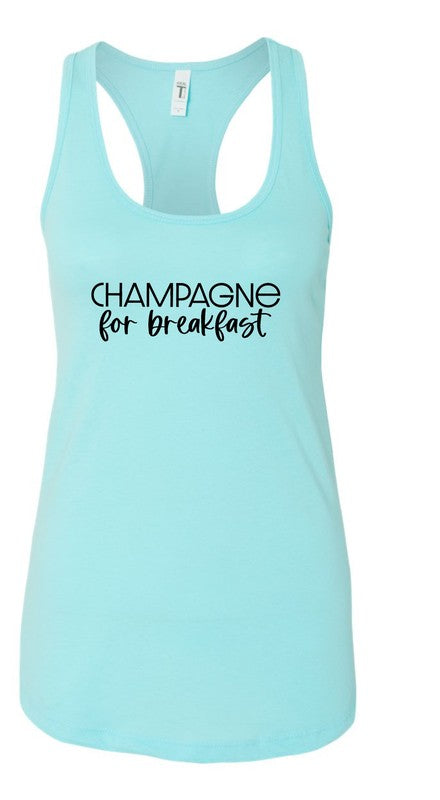 "Champagne for Breakfast" Summer Graphic Tank-7 Colors