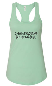 "Champagne for Breakfast" Summer Graphic Tank-7 Colors