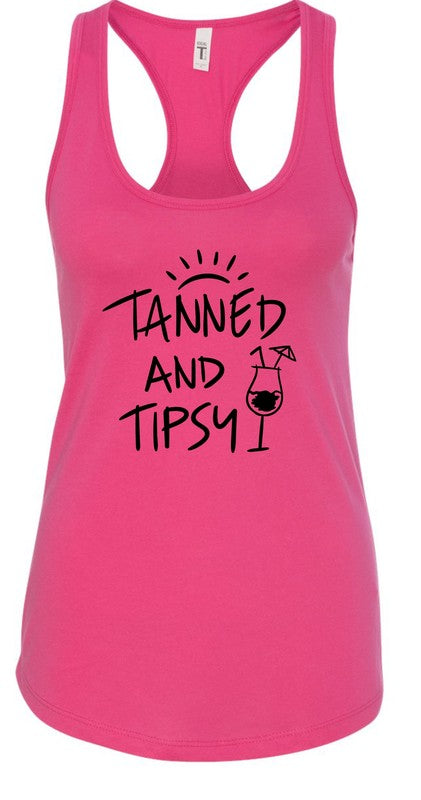 Tanned and Tipsy Summer Graphic Tank- 7 Colors
