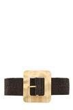 Metal Square Buckle Straw Elastic Belt- 3 Colors