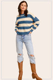 Striped Round Neck Loose Fit Sweater Top