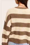 Striped Round Neck Loose Fit Sweater Top