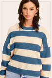 Striped Round Neck Loose Fit Sweater Top