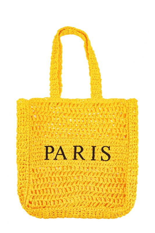 PARIS Embroidery Straw Tote Bag- 5 Colors