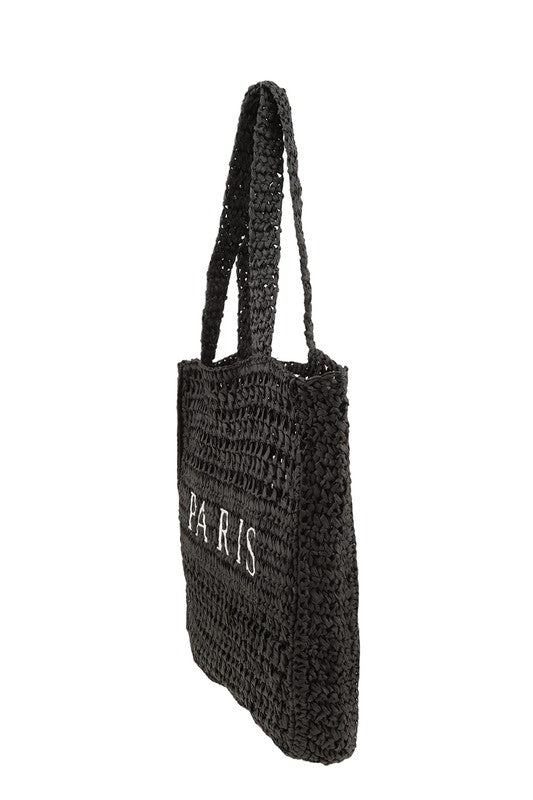 PARIS Embroidery Straw Tote Bag- 5 Colors