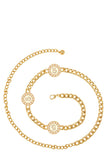 Metal Circle Five Pearl Charm Chain Belt- 3 Colors