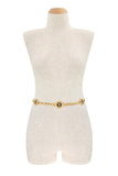 Metal Circle Five Pearl Charm Chain Belt- 3 Colors