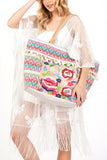 Spring Flower Beaded Embroidered Oversize Tote Bag