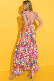 Women Print Sleeveless Ruffle Tiered Maxi Dress