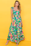 Women Print Sleeveless Ruffle Tiered Maxi Dress