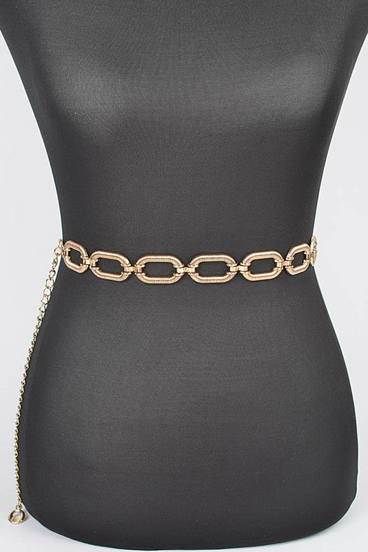 Textured Chain Link Fashion Chain Belt- 2 Colors