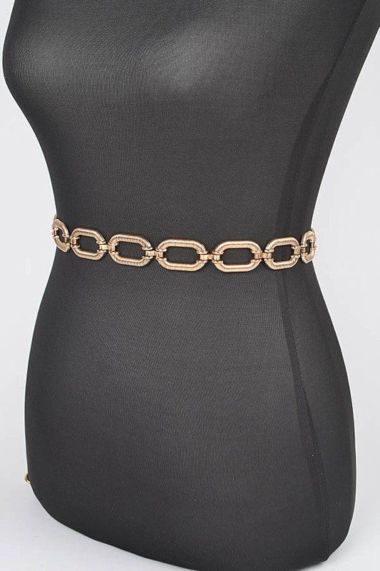 Textured Chain Link Fashion Chain Belt- 2 Colors