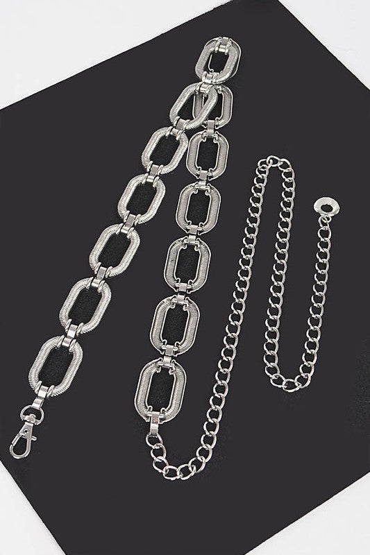 Textured Chain Link Fashion Chain Belt- 2 Colors
