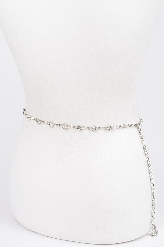 Rhinestone Station Mix Layer Chain Belt- 2 Colors