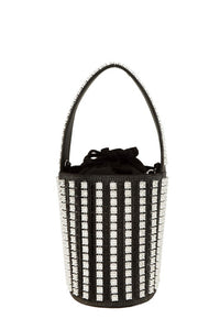 Rhinestone Cylinder Shaped Bucket Bag