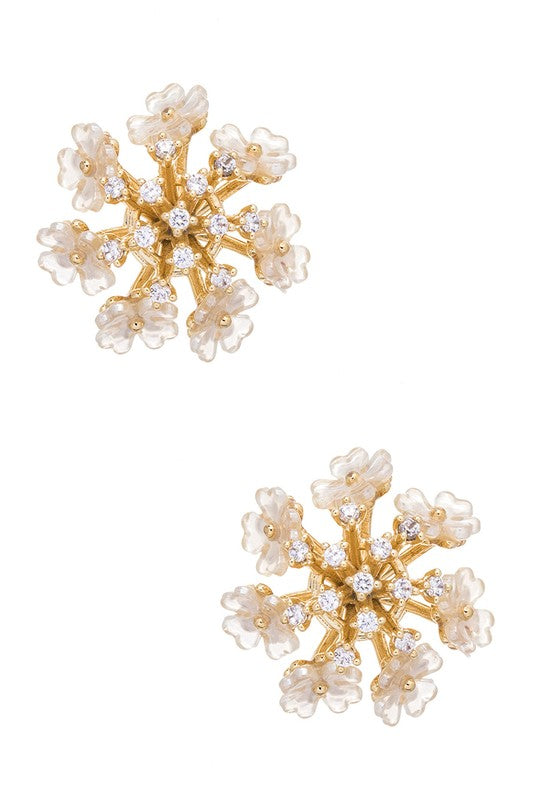 3D CZ Flower Iconic Stud Earrings
