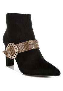 Asagao Diamante & Rhinestones Strap Boots-3 Colors