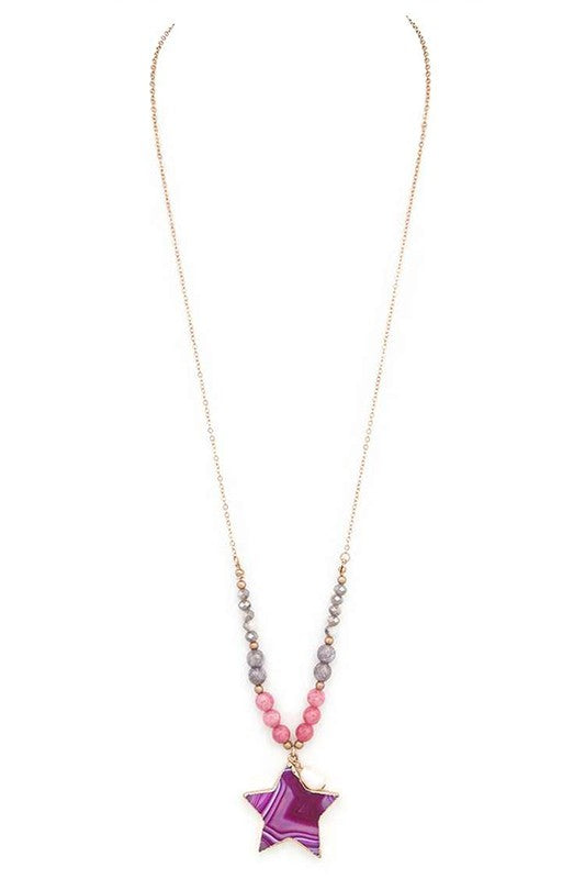 Gold Painted Cutout Agate Star Pendant Necklace