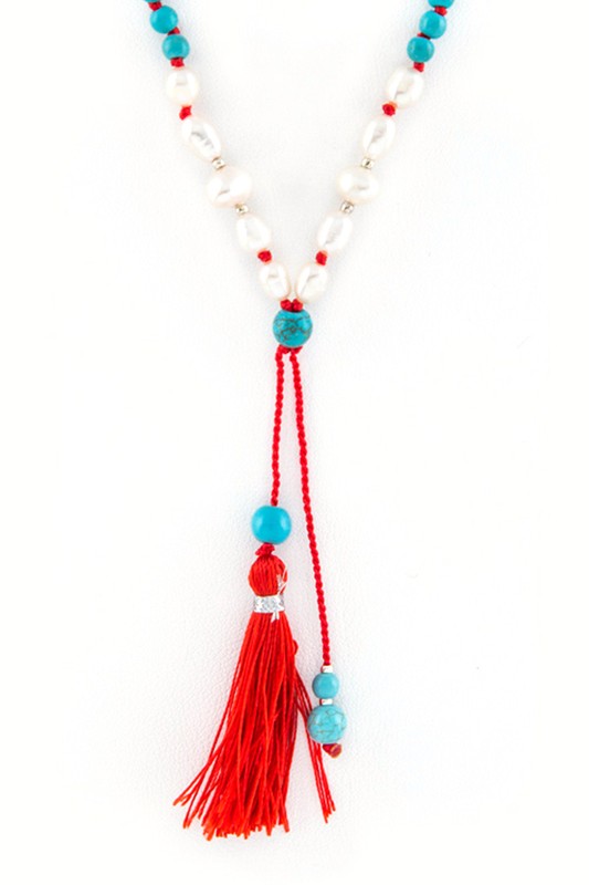 Genuine Culture Pearl Mix Beads & Tassel Neckalace