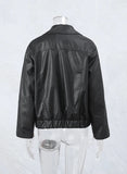 Faux Leather Bow Biker Jacket