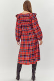 "Holiday Special" Jodifl Plaid Belted Midi Dress with Pockets