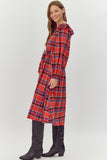 "Holiday Special" Jodifl Plaid Belted Midi Dress with Pockets