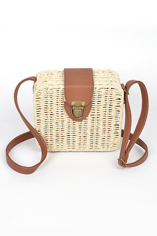 Straw Weaved Box Swing Bag-3 Colors