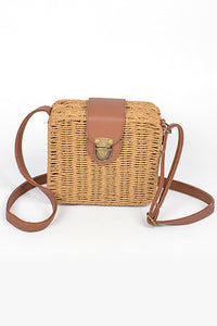 Straw Weaved Box Swing Bag-3 Colors