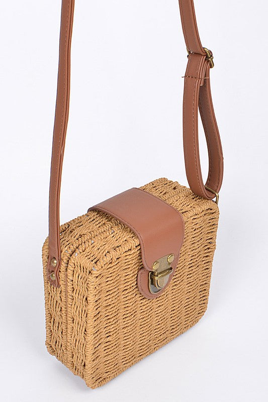 Straw Weaved Box Swing Bag-3 Colors