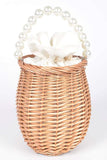 Pearl Handle Iconic Bamboo Bucket Clutch Bag